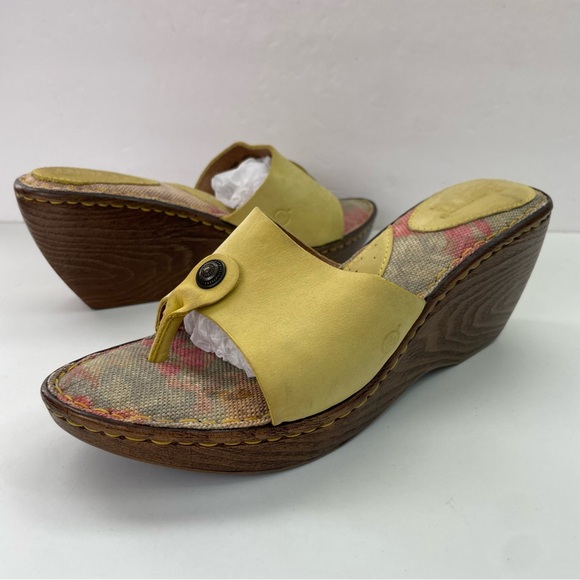 Born‎ Miko Yellow Wood Wedge Open-Toe Sandal - Picture 4 of 14
